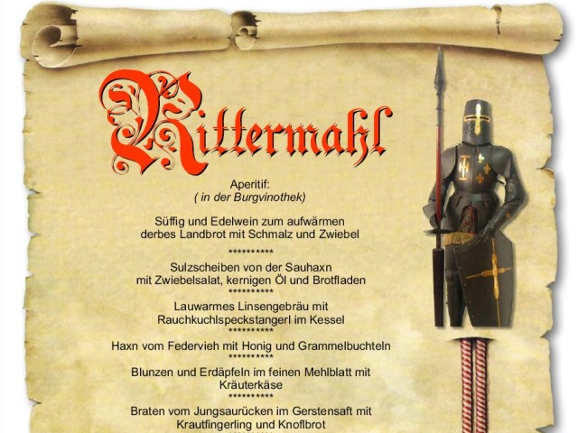 Mittelalterliche Ritteressen im Burgrestaurant Güssing